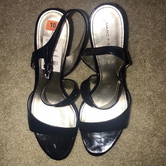 Marc Fisher Navy Blue Ankle Strap Sandals-Size 10 - Picture 8 of 9